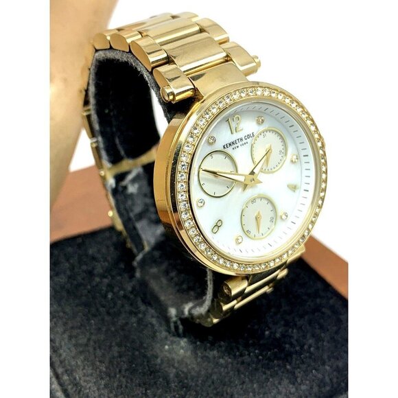 Kenneth Cole Women's Watch KC50735008 Quartz Mother of Pearl White Dial Gold - Picture 13 of 13